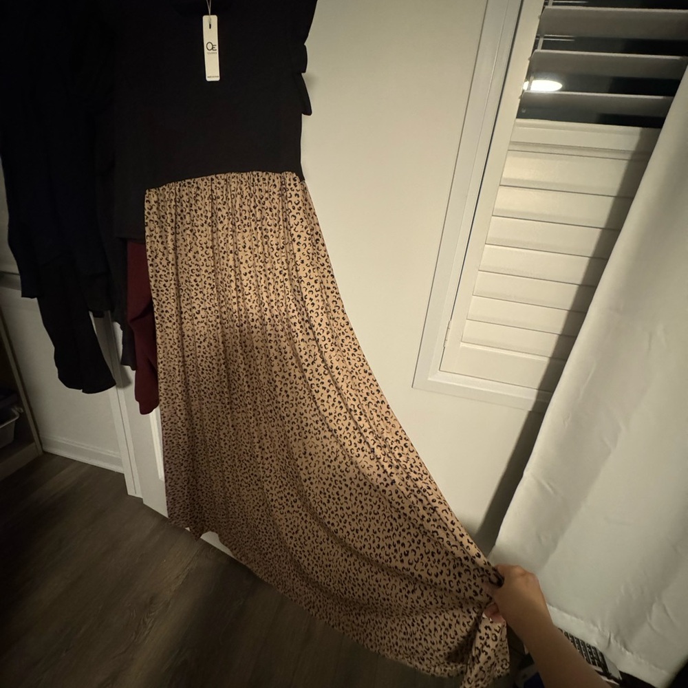Amazon Tan Pleated A-Line Maxi Dress for Night Out